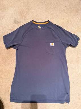 Carhartt Force Relaxed Fit Short Sleeve Pocket T-Shirt Navy Blue Sz Small